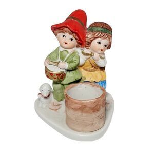 Vtg Jasco 1979 Hand Painted Christmas Luvkins Figurine Drummer Boy Candle Holder